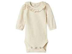 Lil Atelier bodysuit turtledove melange with ruffle collar  